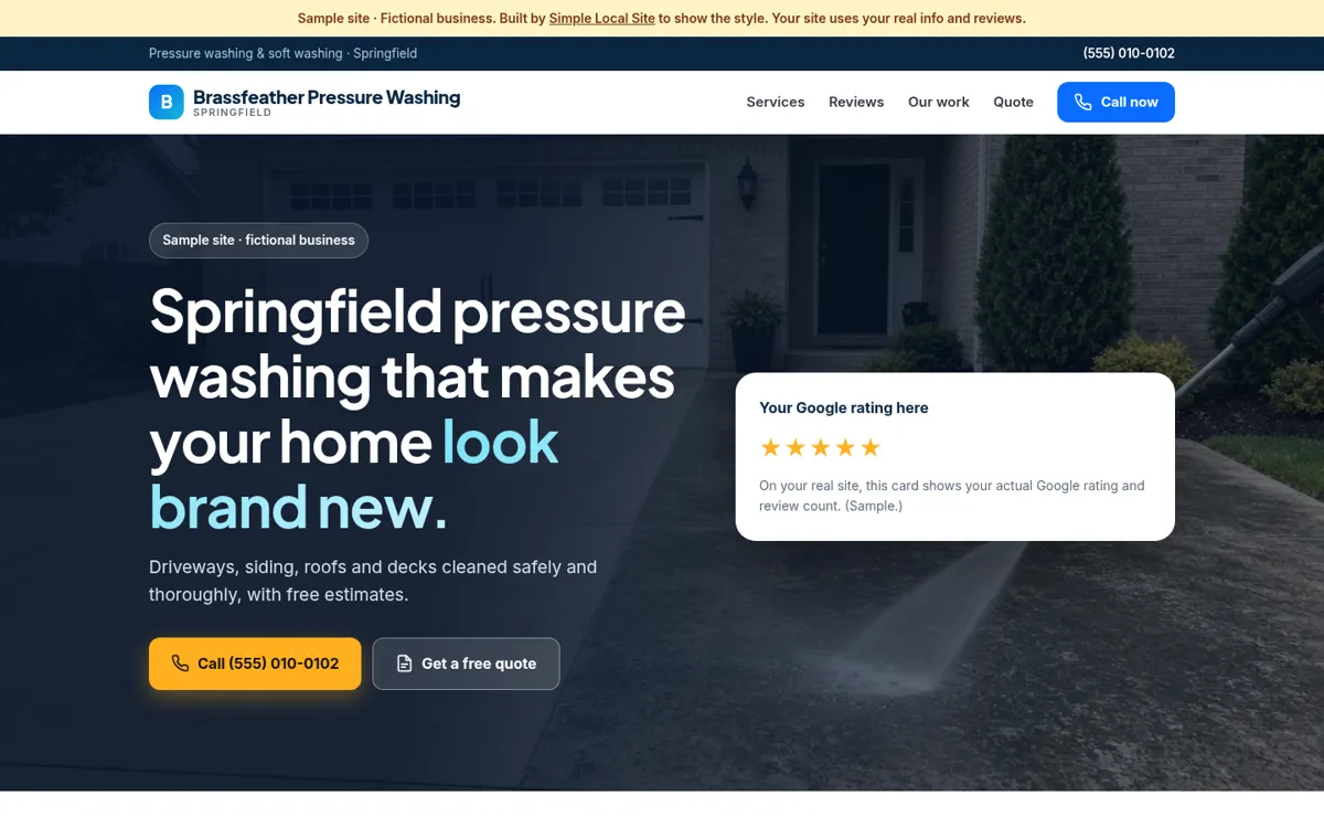 Sample site for a fictional pressure washing business